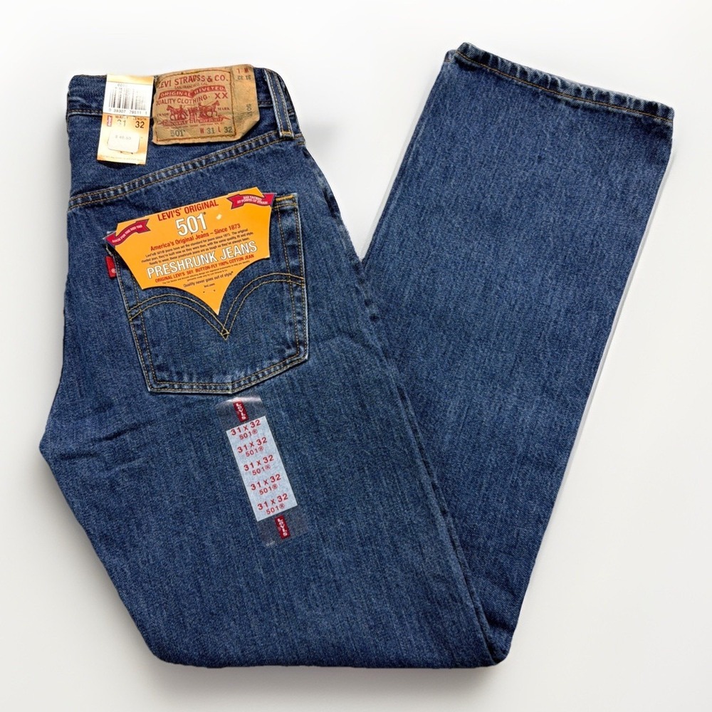 VTG Levis 501 Y2K Deadstock Straight Leg Jeans Medium Wash 31x32 (Fits 30x31)
